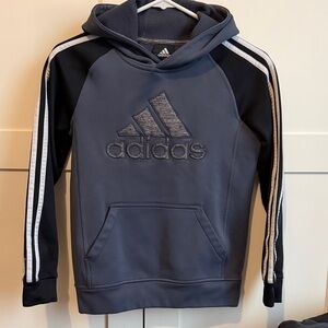 Adidas Kids' Dark Blue fleece lined Hoodie with Stripes- M